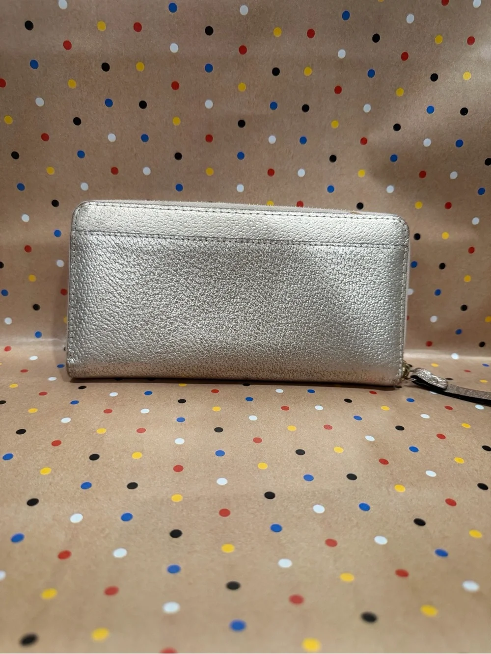 kate spade Metallic Gold Zip-Around Wallet with Logo Plate